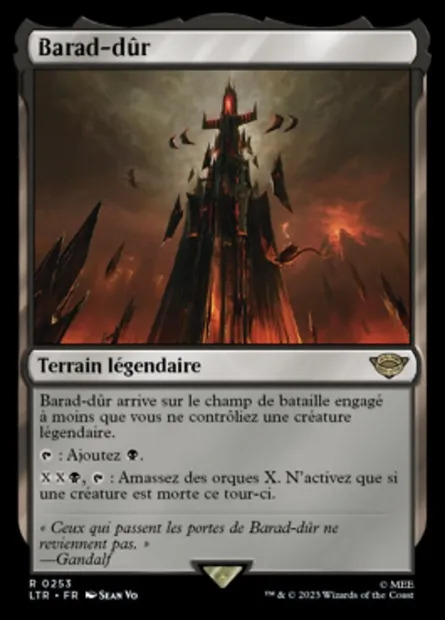 Barad-dûr, carte Magic LTR 253 — extension Le Seigneur des Anneaux : chroniques de la Terre du Milieu