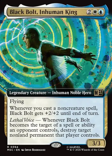 Black Bolt, Inhuman King, Magic card MSC 394 — Marvel Super Heroes Commander set