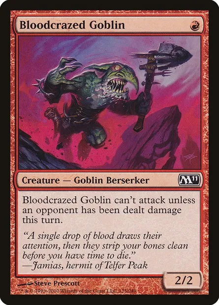 Bloodcrazed Goblin, Magic card M11 125 — Magic 2011 set