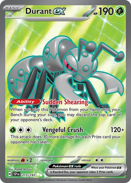 Durant ex, Pokémon card SSP 215 — Surging Sparks set