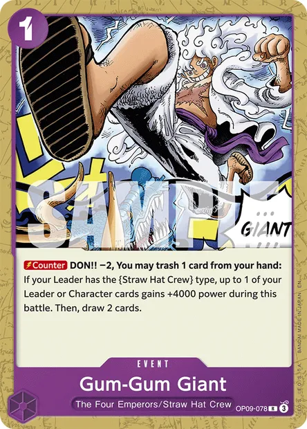 Gum-Gum Giant, One Piece card OP09-078 — EMPERORS IN THE NEW WORLD set