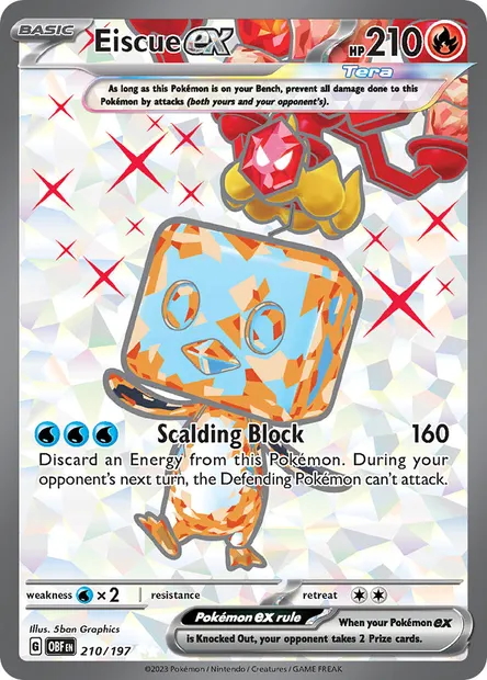 Eiscue ex, Pokémon card OBF 210 — Obsidian Flames set