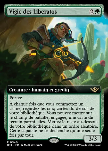 Vigie des Liberatos, carte Magic OTJ 340 — extension Outlaws of Thunder Junction