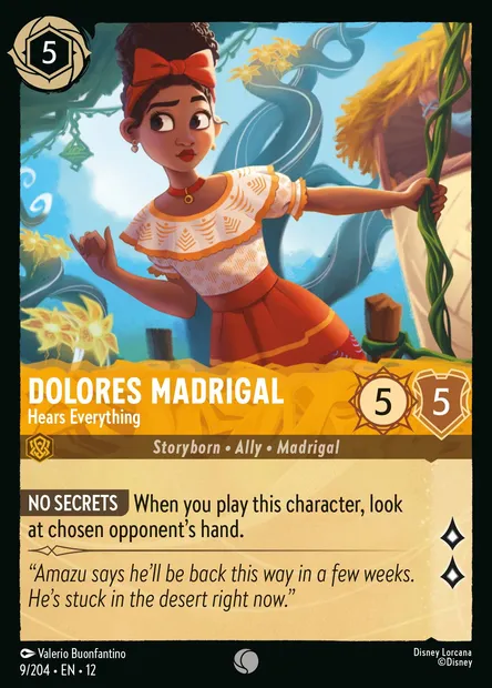 Dolores Madrigal - Hears Everything, Disney Lorcana card CH12-009 — Wilds Unknown set