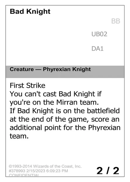 Bad Knight, carte Magic UNK UB02a — extension Unknown Event