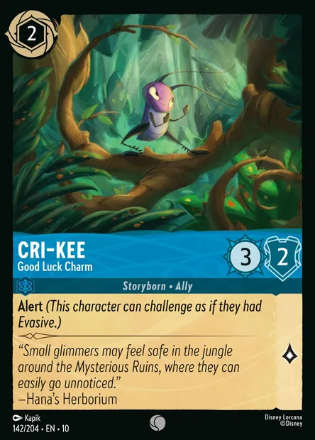 Cri-Kee - Good Luck Charm, Disney Lorcana card CH10-142 — Whispers in the Well set