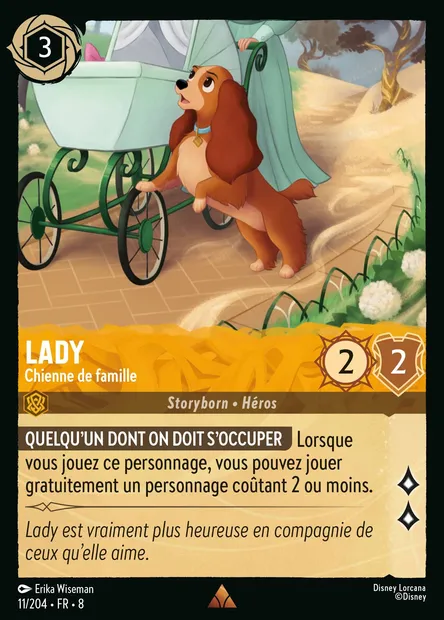 Lady - Chienne de famille, carte Disney Lorcana CH8-011 — extension Le Règne de Jafar
