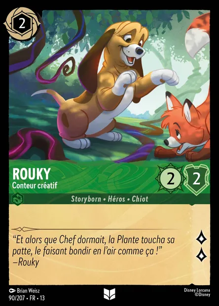 Rouky - Conteur créatif, carte Disney Lorcana CH13-090 — extension Invasion Epineuse!