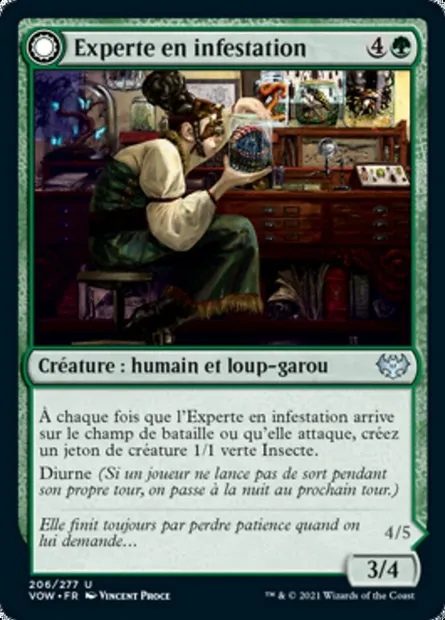 Experte en infestation // Loup-garou infesté, carte Magic VOW 206 — extension Innistrad : noce écarlate