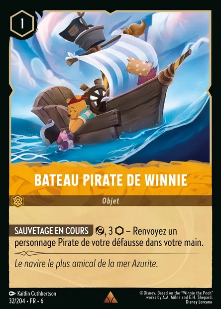 Bateau pirate de Winnie, carte Disney Lorcana CH6-032 — extension La Mer Azurite