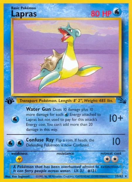Lapras, Pokémon card FO 25 — Fossil set
