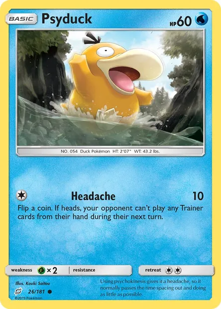 Psyduck, Pokémon card TEU 26 — Team Up set