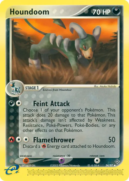 Houndoom, Pokémon card DR 34 — Dragon set