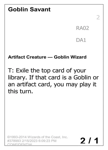 Goblin Savant, carte Magic UNK RA02a — extension Unknown Event