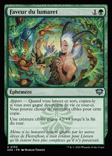 Faveur du lumaret, carte Magic SOS 153 — extension Secrets of Strixhaven