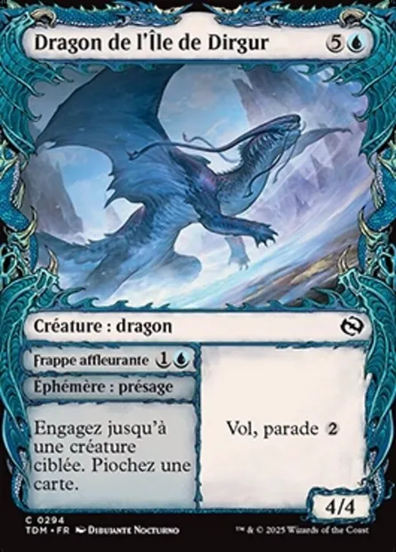 Dragon de l'Île de Dirgur // Frappe affleurante, carte Magic TDM 294 — extension Tarkir: Dragonstorm