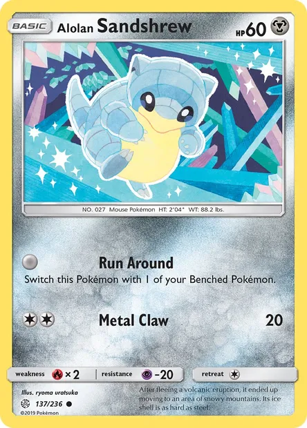 Alolan Sandshrew, Pokémon card CEC 137 — Cosmic Eclipse set