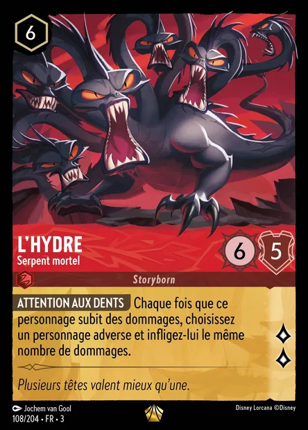 L'Hydre - Serpent mortel, carte Disney Lorcana CH3-108 — extension Les Terres d'Encres