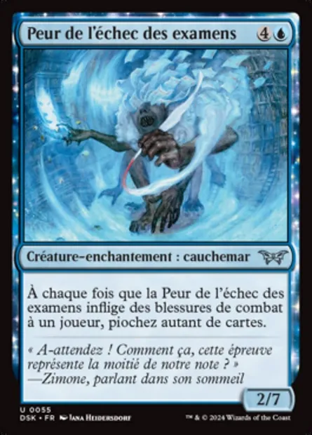 Peur de l'échec des examens, carte Magic DSK 55 — extension Duskmourn: House of Horror