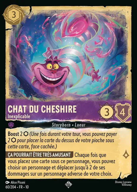 Chat du Cheshire - Inexplicable, carte Disney Lorcana CH10-060 — extension Lueurs dans les Profondeurs
