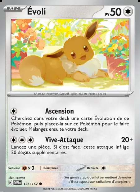 Évoli, carte Pokémon TWM 135 — extension Mascarade Crépusculaire