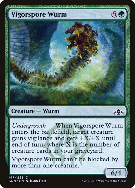 Vigorspore Wurm, Magic card GRN 147 — Guilds of Ravnica set