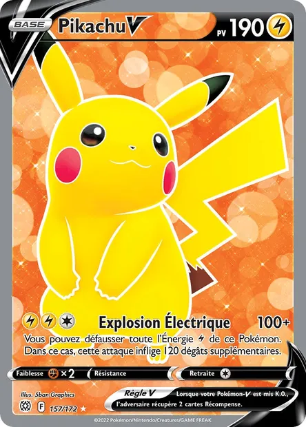 Pikachu V, carte Pokémon BRS 157 — extension Stars Étincelantes