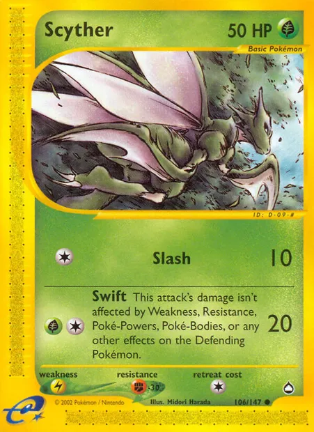 Scyther, Pokémon card AQ 106 — Aquapolis set