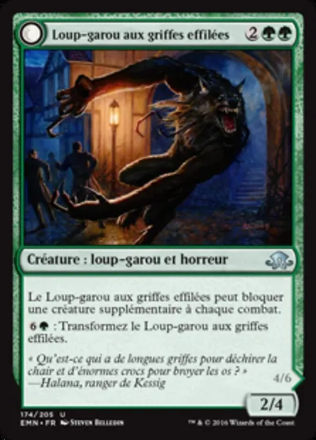 Loup-garou aux griffes effilées // Enchevêtreur fibreux, carte Magic EMN 174 — extension La lune hermétique