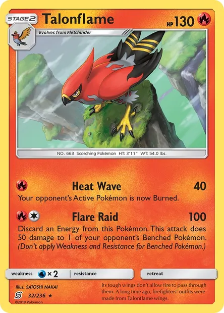 Talonflame, Pokémon card UNM 32 — Unified Minds set