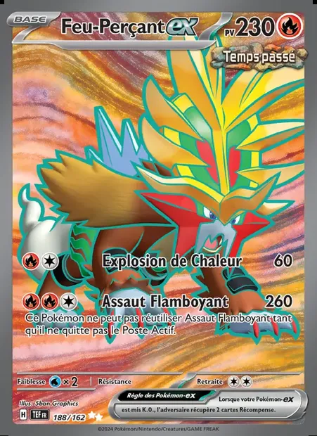 Feu-Perçant-ex, carte Pokémon TEF 188 — extension Forces Temporelles