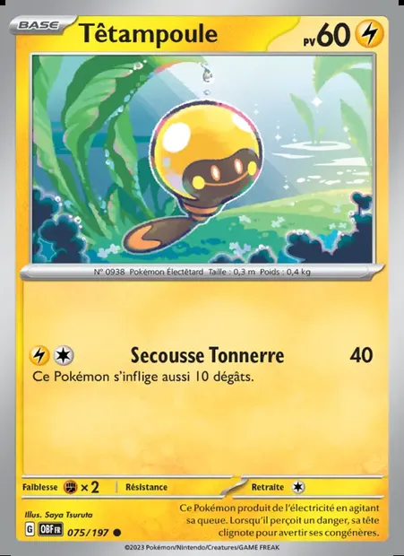 Têtampoule, carte Pokémon OBF 075 — extension Flammes Obsidiennes
