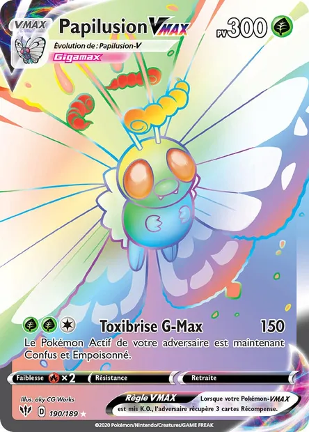 Papilusion VMAX, carte Pokémon DAA 190 — extension Ténèbres Embrasées