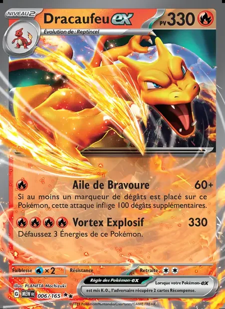 Dracaufeu-ex, carte Pokémon MEW 006 — extension 151