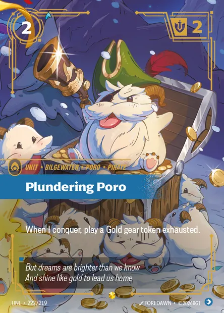 Plundering Poro, carte Riftbound UNL 222 — extension Unleashed