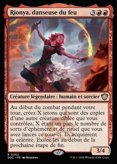 Rionya, danseuse du feu, carte Magic SOC 252 — extension Secrets of Strixhaven Commander