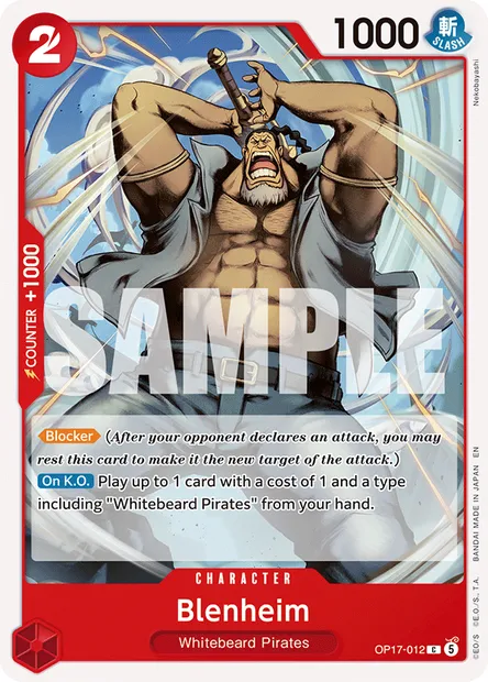 Blenheim, One Piece card OP17-012 — THE WORLD’S STRONGEST WARRIORS set
