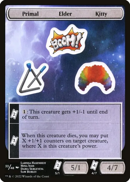 Primal Elder Kitty, carte Magic SUNF 33 — extension Unfinity Sticker Sheets