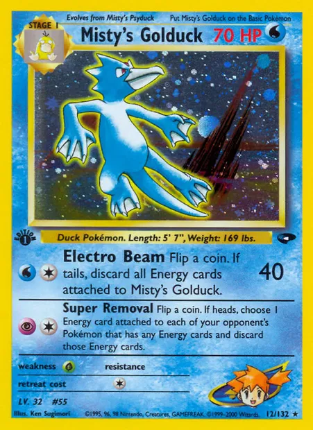 Misty's Golduck, Pokémon card GC 12 — Gym Challenge set
