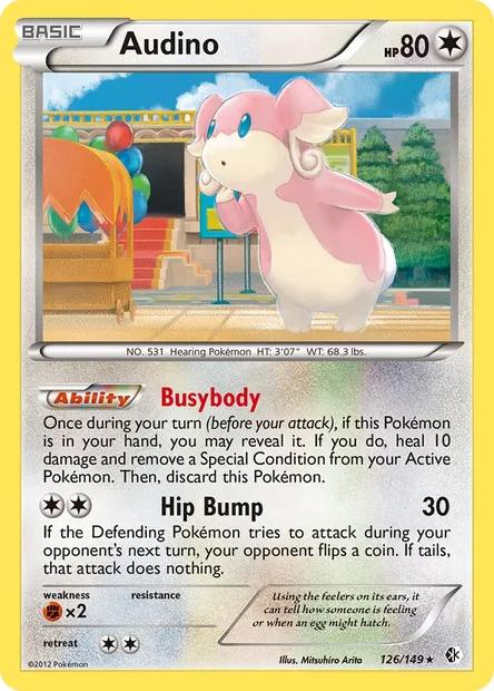 Audino, Pokémon card BCR 126 — Boundaries Crossed set