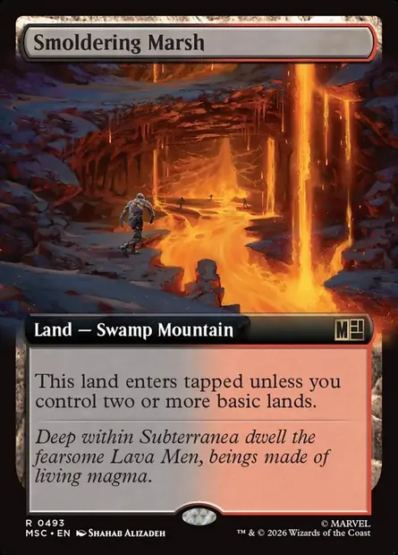 Smoldering Marsh, Magic card MSC 493 — Marvel Super Heroes Commander set