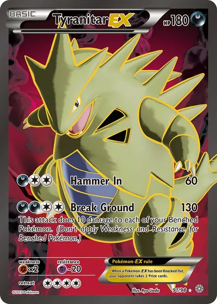 Tyranitar EX, Pokémon card AOR 91 — Ancient Origins set