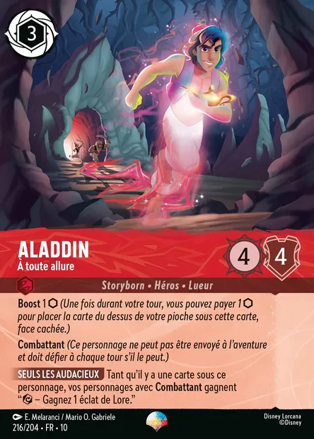Aladdin - À toute allure, carte Disney Lorcana CH10-216 — extension Lueurs dans les Profondeurs