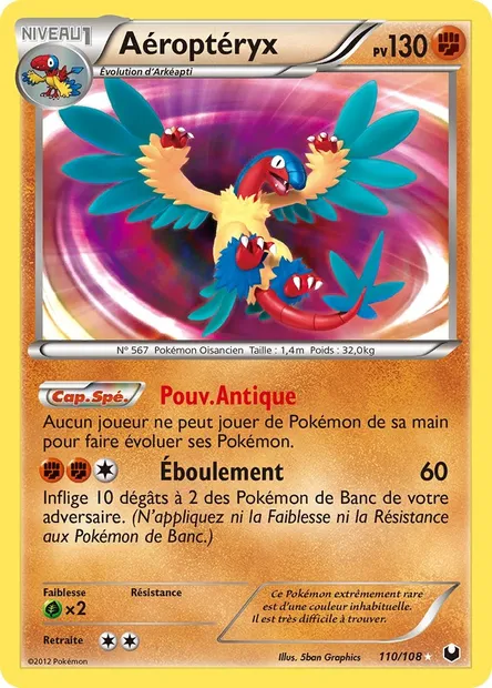 Aéroptéryx, carte Pokémon DEX 110 — extension Explorateurs Obscurs
