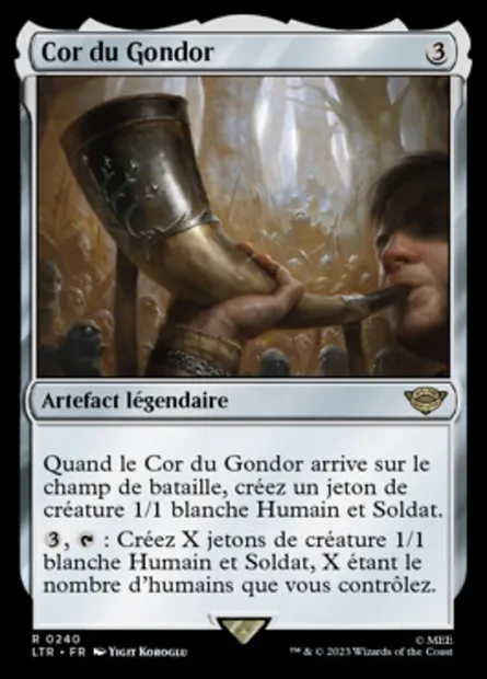 Cor du Gondor, carte Magic LTR 240 — extension Le Seigneur des Anneaux : chroniques de la Terre du Milieu