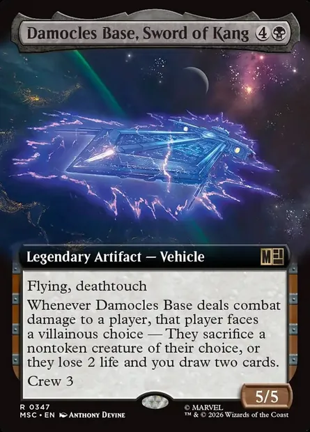Damocles Base, Sword of Kang, Magic card MSC 347 — Marvel Super Heroes Commander set