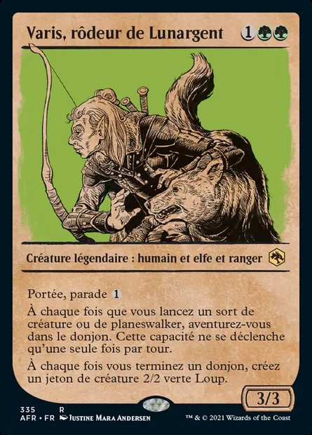 Varis, rôdeur de Lunargent, carte Magic AFR 335 — extension Forgotten Realms: Aventures dans les Royaumes Oubliés