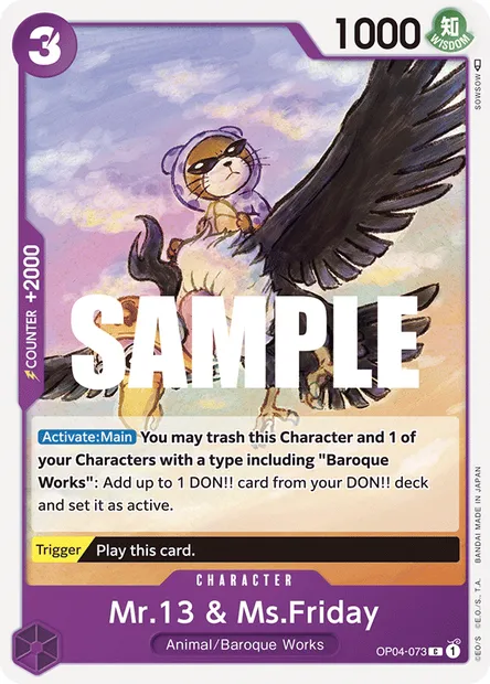 Mr.13 & Ms.Friday, carte One Piece OP04-073 — extension KINGDOMS OF INTRIGUE