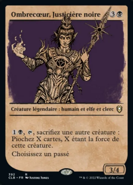 Ombrecœur, Justicière noire, carte Magic CLB 392 — extension Commander Légendes : la bataille de la Porte de Baldur