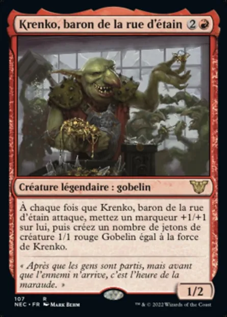 Krenko, baron de la rue d'étain, carte Magic NEC 107 — extension Neon Dynasty Commander